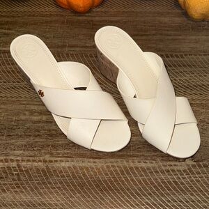 Tory Burch Women's Ivory Cross-Strap Mules